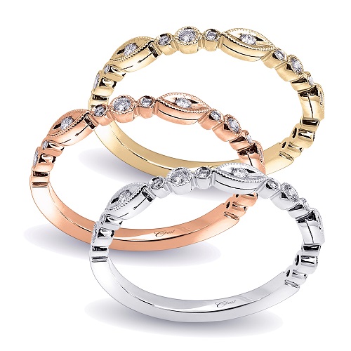 Cluster image Coast Diamond band WC10183H marquise and graduated round shapes with round center stones yellow, white and rose gold