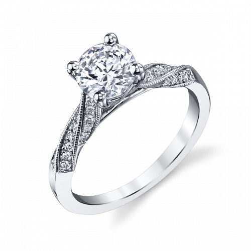 Coast Diamond Engagement Ring LC6092 twisting pave set diamonds milgrain edging